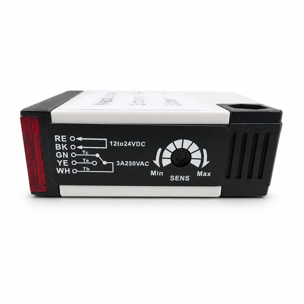 Retro-reflective photoelectric sensor switch